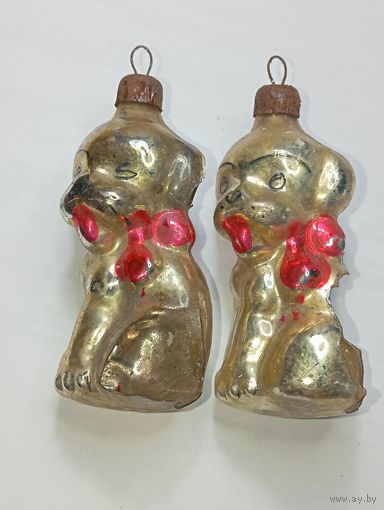 Ёлочные игрушки собачки , СССР . Под реставрацию . С рубля