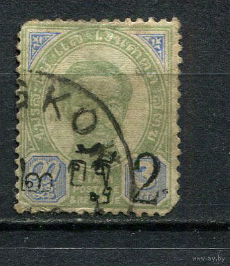 Таиланд - 1899/1891 - Корль Чулалонгкорн с надпечаткой 2Att на 3Att - (есть тонкое место) - [Mi.18 II] - 1 марка. Гашеная.  (Лот 14CU)