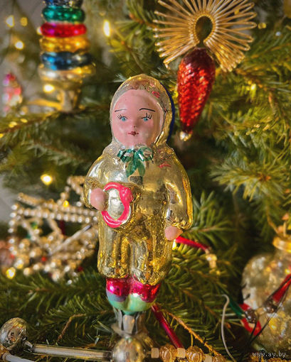 Ёлочная игрушка "Малыш с погремушкой", СССР, редкий