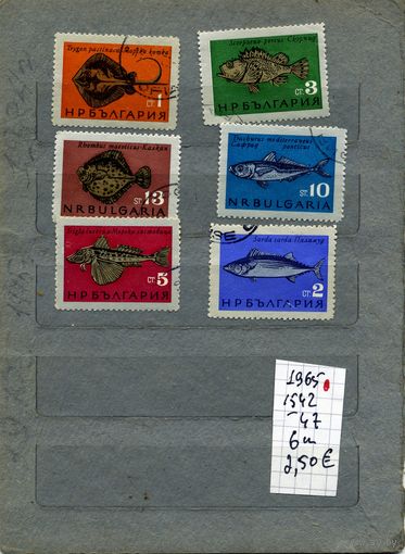 БОЛГАРИЯ, 1965,  РЫБЫ,  6м, гашен
