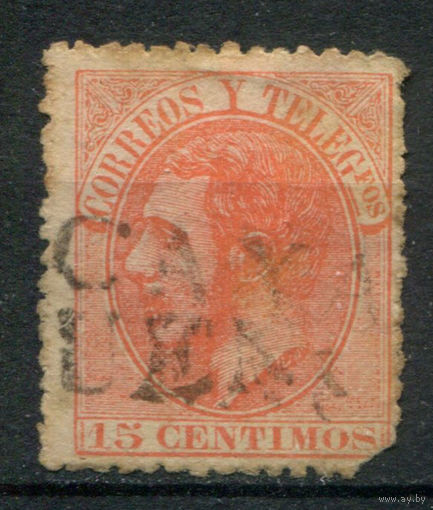 Испания - 1882г. - король Альфонсо XII, 15 с - 1 марка - гашёная, повреждён уголок. Без МЦ!