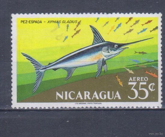 [351] Никарагуа 1969. Фауна.Рыба.35 с. Гашеная марка.