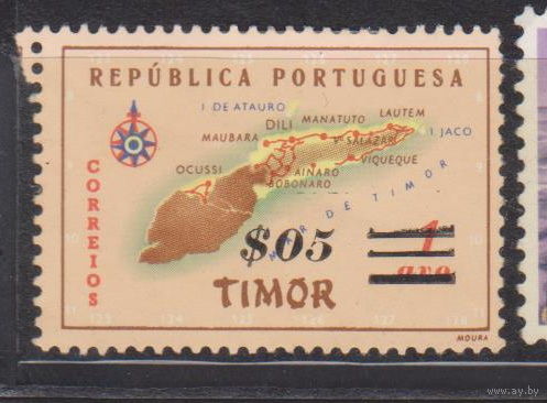 Тимор Португальские колонии Карта острова Тимор 1960 год лот 7 С НАДПЕЧАТКОЙ ЧИСТАЯ
