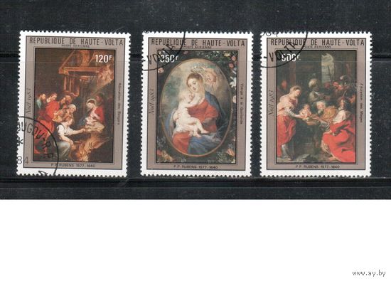 Верхняя вольта-1983,(Мих.926-928) гаш. , Рождество, Живопись, (полная серия)