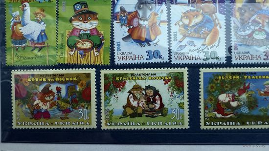 Марки, Украина 200г. мультфильмы (3 шт)