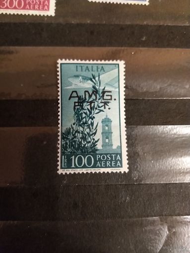 1948 американо-английская зона оккупации Италии Триест Зона А чистая клей лёгкая наклейка дорогая авиация самолёт флора архитектура (3-14)