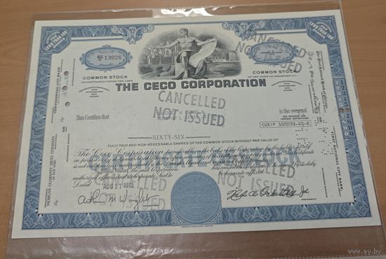 Оригинальная - Акция, ценная бумага. CECO Corporation, 1973 года