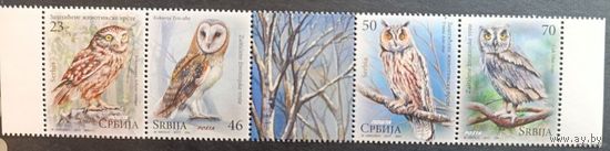 Сербия 2017. Совы. Сцепка 4 марки (718)