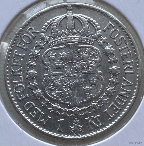 Швеция 1 крона 1934 г. В холдере