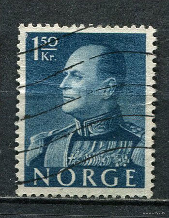 Норвегия - 1958/1960 - Король Улаф V 1,50Kr - (есть надрыв) - [Mi.429x] - 1 марка. Гашеная.  (Лот 63Gh)-T2P53