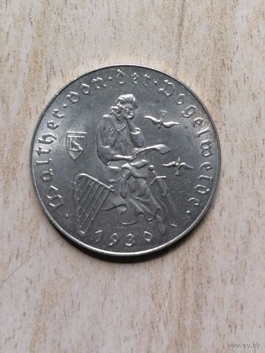 Австрия 2 шиллинга 1930 . блеск. серебро с рубля