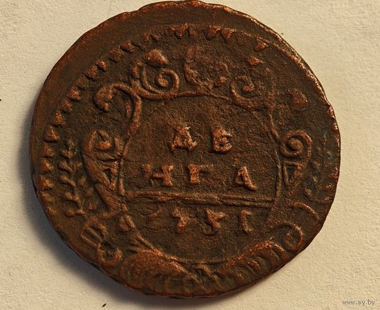 1731 год деньга перечекан