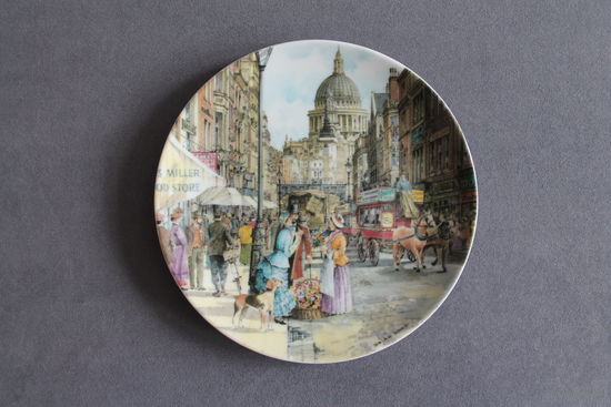 Тарелка коллекционная настенная [1990г., Англия, Davenport, Продавщица цветов, Bradex #26-D8-10.1] D=19,5см.