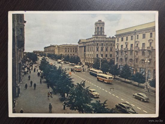 Минск Проспект Сталина 1960-е подписанная открытка СССР
