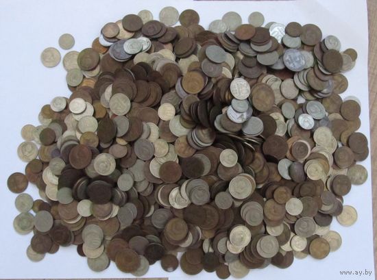 Все лоты с рубля.Монеты,мелочь СССР 1961-1991.Вес 4.4 кг.