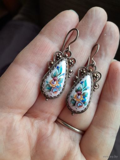 Серьги. Финифть.