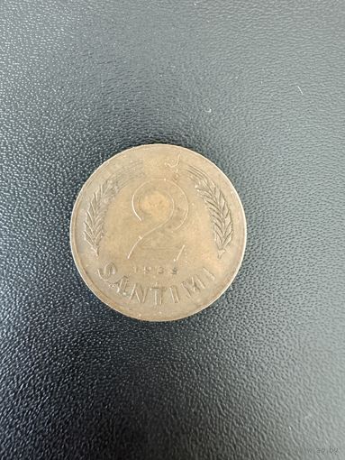 2 сантима 1939 года. Хорошее состояние. С 1 рубля