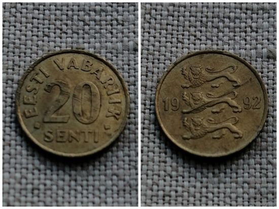 Эстония 20 сентов 1992/FA