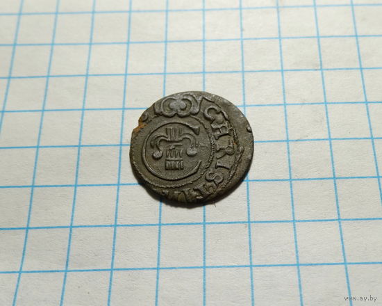 Фальшивый рижский солид Кристины 1660 г. Сучава