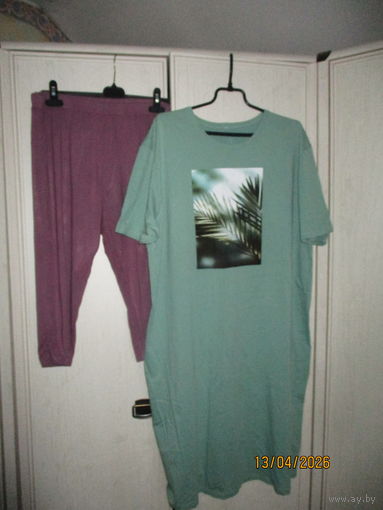 Ночная сорочка с принтом+лосины Р.54-56