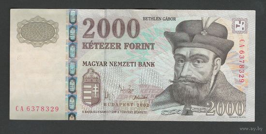 Венгрия 2000 форинтов 2002 года. Тип Р-190a. Состояние aUNC