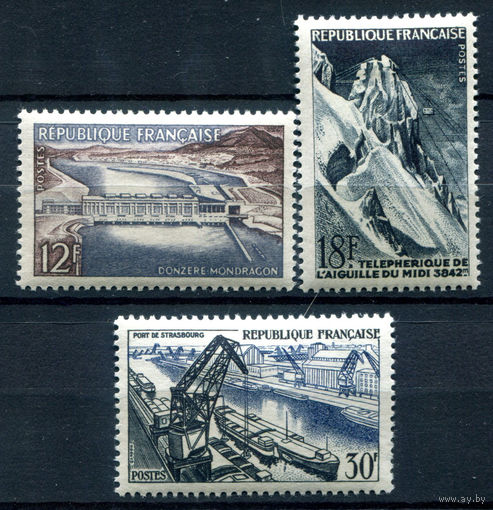 Франция - 1956г. - технические достижения - 3 марки - полная серия, MH, у номинала 30 Fr на нескольких зубчиках перфорации нет клея [Mi 1106-1108]. #2-Fr-33-A-2