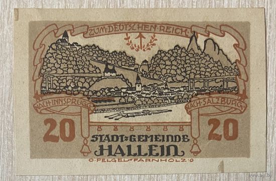 Нотгельды Австрия Халлейн, 20 геллеров 1920 год