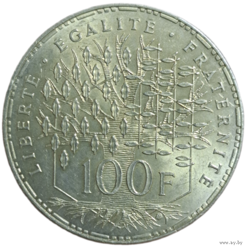 100 франков 1983 года Серебро Блеск
