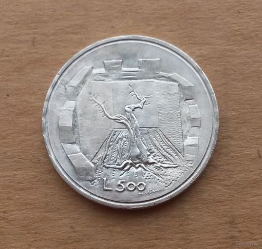 Сан-Марино, 500 лир 1976 г., серия "Республика", серебро 0.835, UNC
