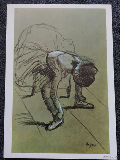Открытка Эдгар Дега. 1834 – 1917. Сидящая танцовщица, поправляющая туфли. Западноевропейская пастель. Государственный Эрмитаж.
