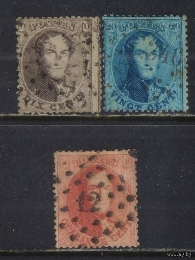 Бельгия Кор 1863 Леопольд I Стандарт #11C,12C,13C