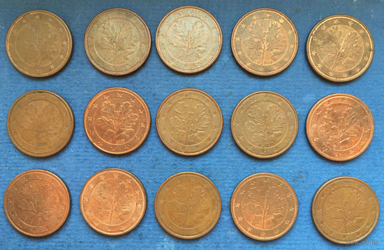 Германия 5 евроцентов 2002, 2004, 2006, 2007, 2008, 2009, 2011, 2013, 2017