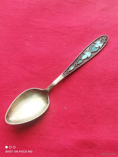 Ложка Серебро, СССР,875,Красивая..., орнамент, глазурь,без Минимальной цены