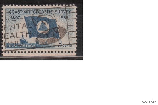 США-1957, (Мих.710), гаш. ,Флаг, Корабль (одиночка)