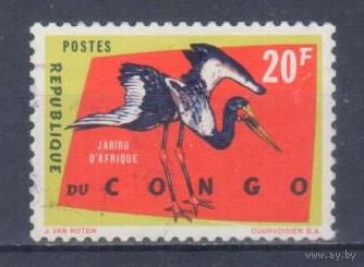 [1130] Конго 1963. Фауна.Птицы.Аист ябиру. Концовка серии.Гашеная марка.