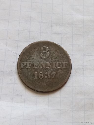 3 пфеннинга 1837 года