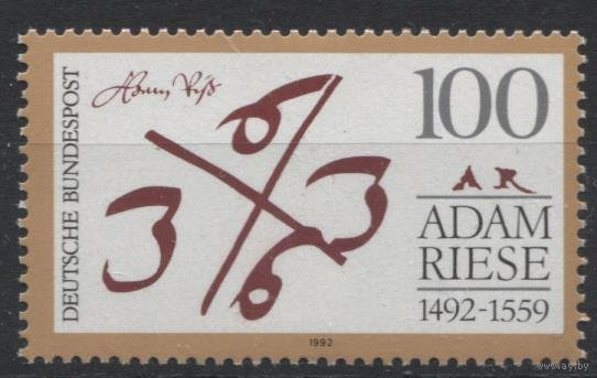 Германия 1992 год. 500 лет со дня рождения Адама Рисе, математик. **