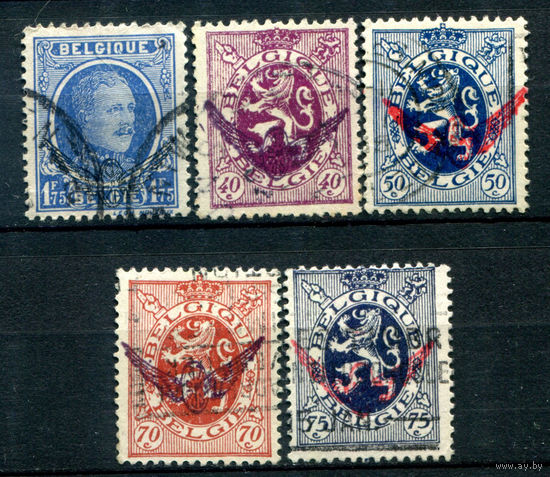 Бельгия - 1930/31г. - гербы, король Альберт I, служебные марки - 5 марок - полная серия, гашёные [Mi 11-15]. #2-Be-54-B-1