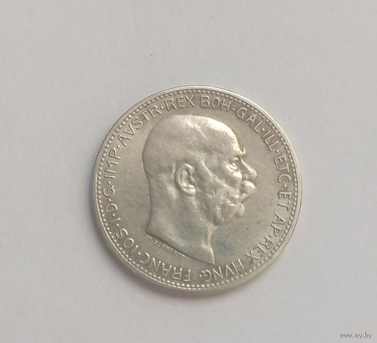 1 крона. 1913г. 835пр.,Франц Иосиф I. Австро-Венгрия.