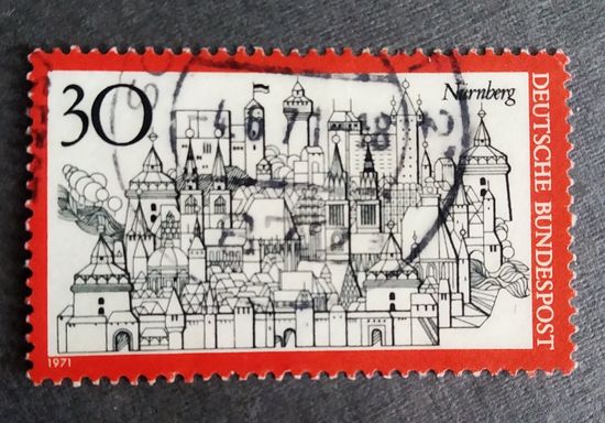 Марка Германия 1971 год Города