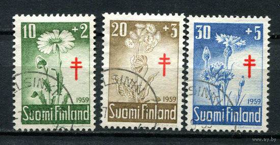 Финляндия - 1959 - Борьба с туберкулезом. Цветы - [Mi. 509-511] - полная серия - 3 марки. Гашеные.  (Лот 170AL)