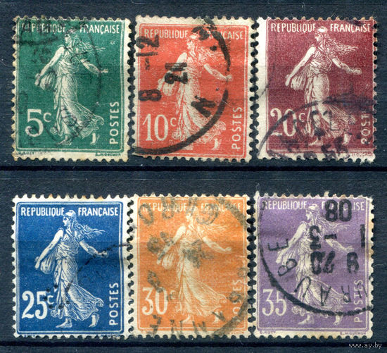 Франция (Республика) - 1906/20г. - сеятельница - 6 марок - полная серия, гашёные [Mi 116-121]. #1-Fr-13-A-1