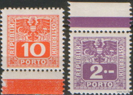 2 доплатные марки из серии 1945г. Австрия "Цифры и новый орел" MNH