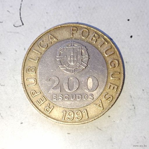 200 эскудо 1991 года Португалия. Португальская Республика. Единственная на аукционе!