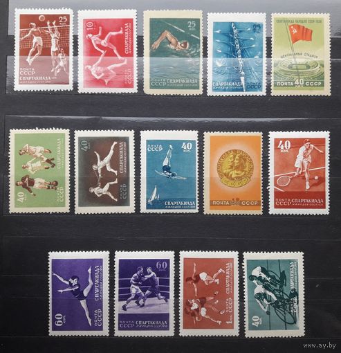 СССР 1956г. Серия из 14 марок. Спартакиада народов СССР. 13**/1*