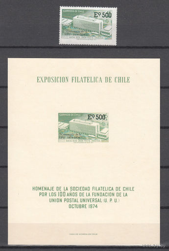100 лет ВПС. Чили. 1974. 1 марка и 1 блок (картон). Michel N 796 (30,4 е).
