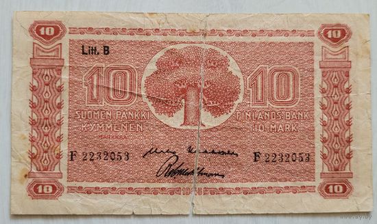 С 1 руб! Финляндия 10 марок 1945 года