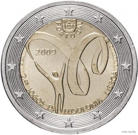 Португалия 2 евро, 2009 Португалоязычные игры 2009 UNC из ролла