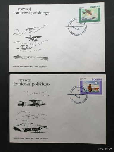 Польша 1984 Семь КПД с полной серией марок "Развитие авиации Польши" (спецгашение) Mi.2939-2945 каталог 6.50 евро