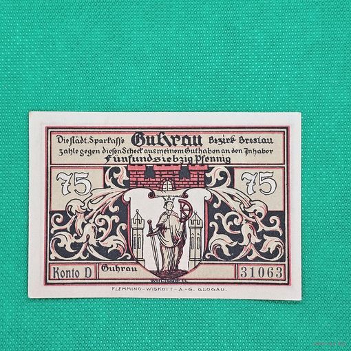 Старт с 1 Рубля !!! Банкнота Германия Нотгельд 75 ПФЕННИГ